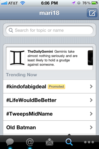 Twitter Screenshots :: Mobile Patterns